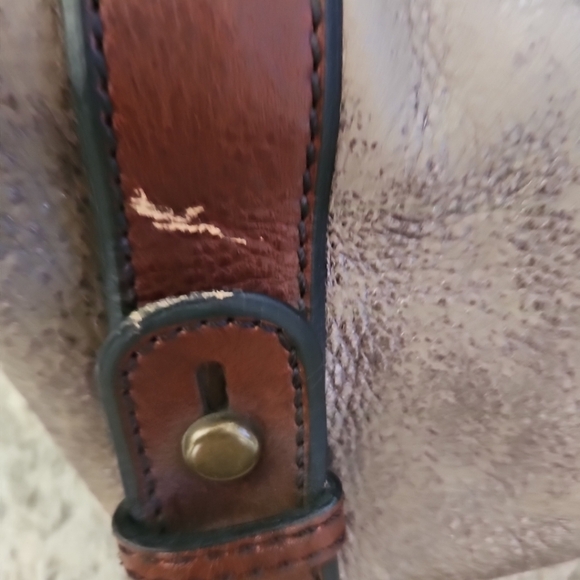 Fossil Long Live Vintage Gray And Brown Crackled Leather Reissue Bag - Picture 12 of 15